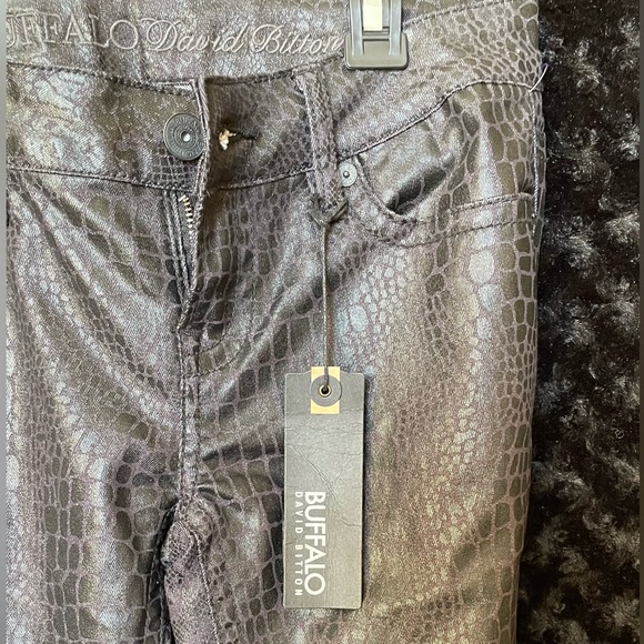 buffalo david bitton jeans black crocodile print - Picture 2 of 5